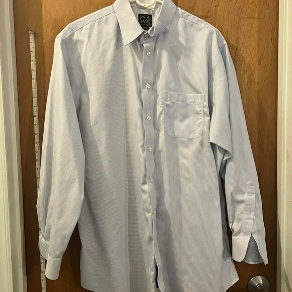 🐻Size 17/34 - Jos. A. Bank - Men's Light Blue and White Striped Traveler's Dres - Picture 1 of 7